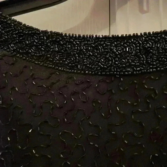 100% Silk Black Sequin Cardigan Women’s Size Medium - Picture 3 of 3